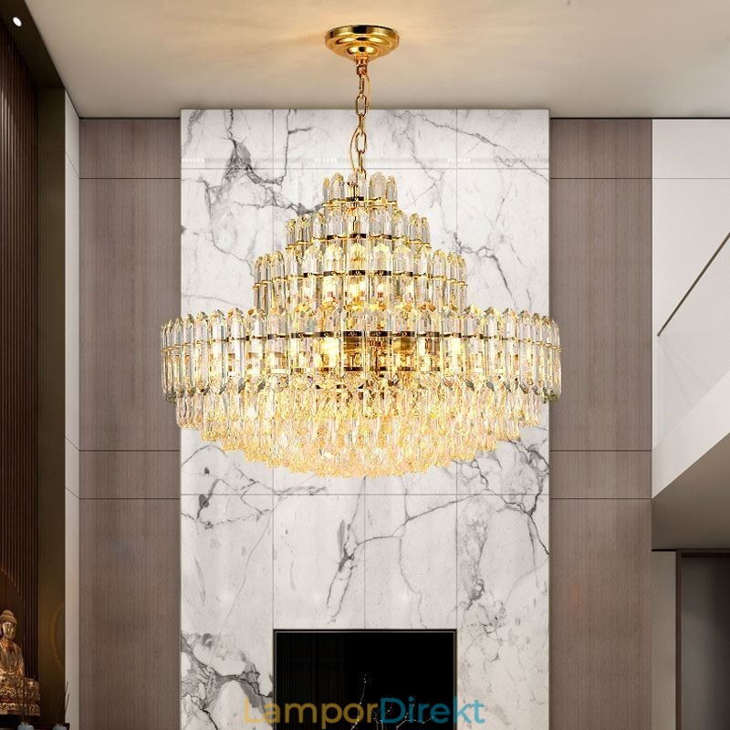 Crystal Pendel Light Four Layers Luxury Decrative Taklampa 80Cm