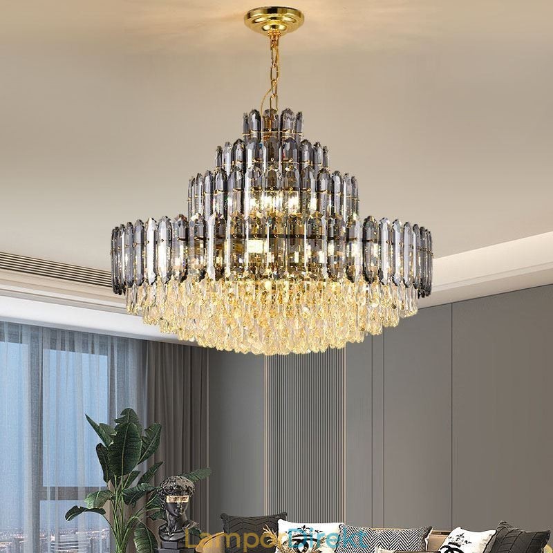 Crystal Pendel Light Four Layers Luxury Decrative Taklampa 80Cm