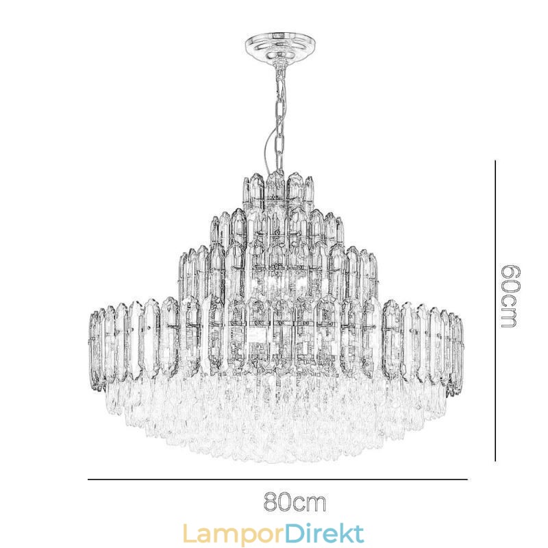 Crystal Pendel Light Four Layers Luxury Decrative Taklampa 80Cm