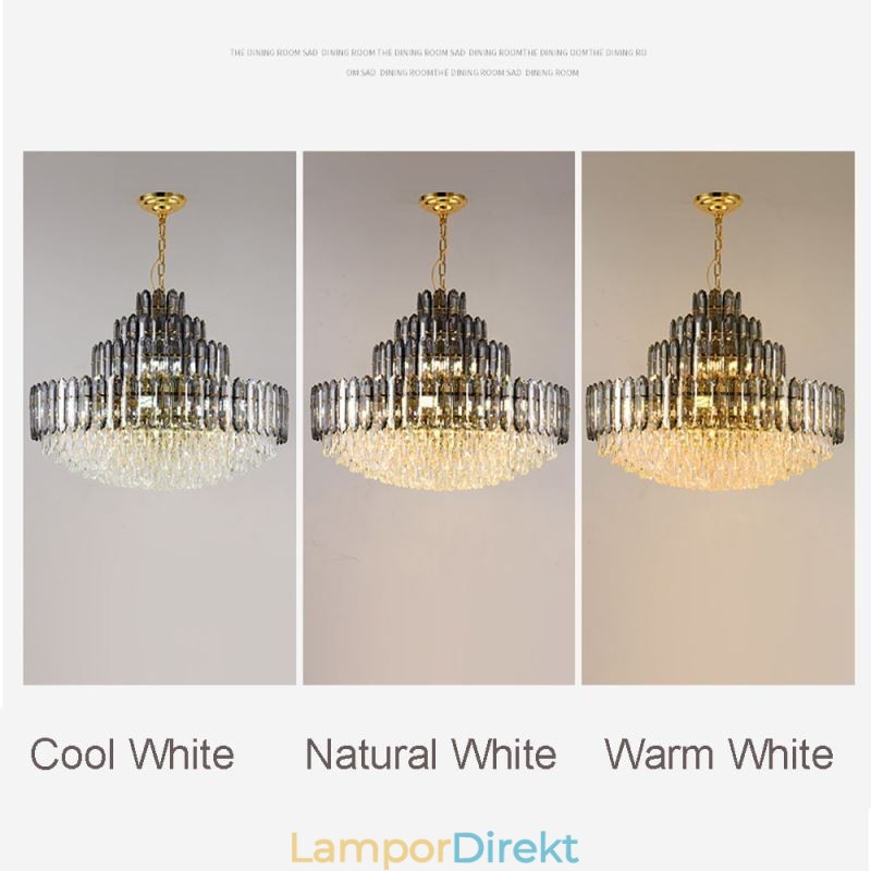 Crystal Pendel Light Four Layers Luxury Decrative Taklampa 80Cm