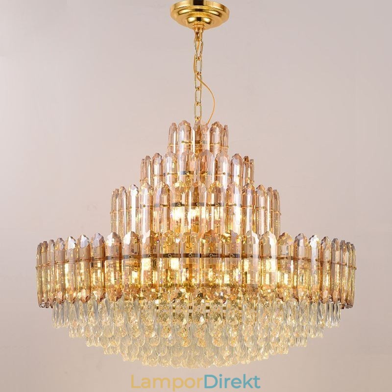 Crystal Pendel Light Four Layers Luxury Decrative Taklampa 80Cm