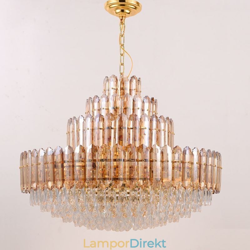 Crystal Pendel Light Four Layers Luxury Decrative Taklampa 80Cm