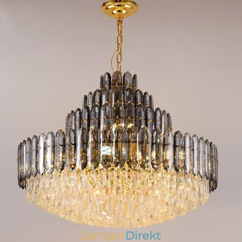Crystal Pendel Light Four Layers Luxury Decrative Taklampa 80Cm