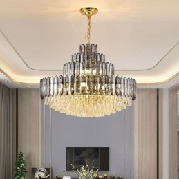 Crystal Pendel Light Four Layers Luxury Decrative Taklampa 80Cm
