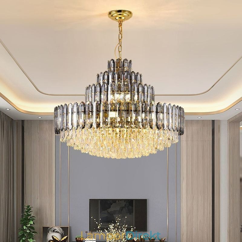 Crystal Pendel Light Four Layers Luxury Decrative Taklampa 80Cm