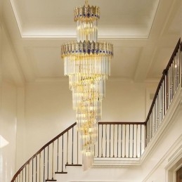 Guld Kristall Pendellampa Elektropläterad Guld Phoenix Tail Lampskärm Taklampa