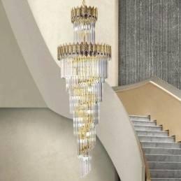 Guld Kristall Pendellampa Elektropläterad Guld Phoenix Tail Lampskärm Taklampa