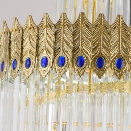 Guld Kristall Pendellampa Elektropläterad Guld Phoenix Tail Lampskärm Taklampa