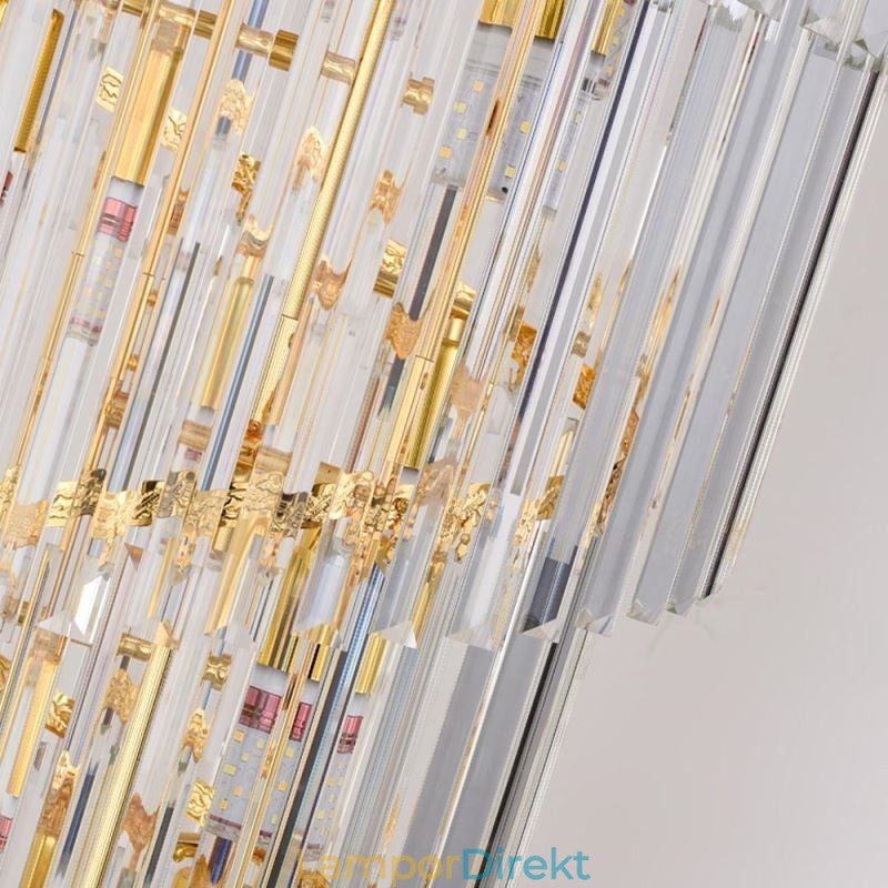 Guld Kristall Pendellampa Elektropläterad Guld Phoenix Tail Lampskärm Taklampa