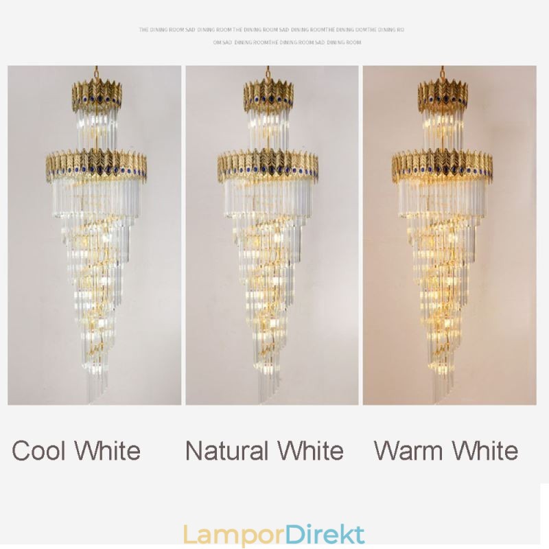 Guld Kristall Pendellampa Elektropläterad Guld Phoenix Tail Lampskärm Taklampa