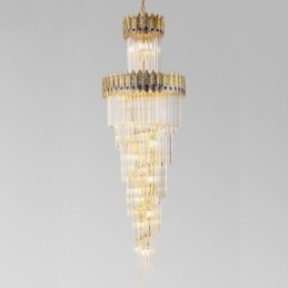 Guld Kristall Pendellampa Elektropläterad Guld Phoenix Tail Lampskärm Taklampa