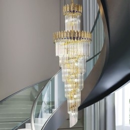 Guld Kristall Pendellampa Elektropläterad Guld Phoenix Tail Lampskärm Taklampa