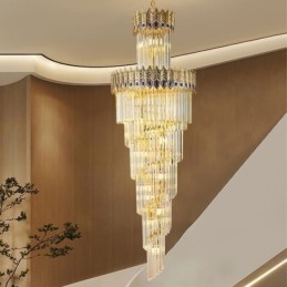 Guld Kristall Pendellampa Elektropläterad Guld Phoenix Tail Lampskärm Taklampa