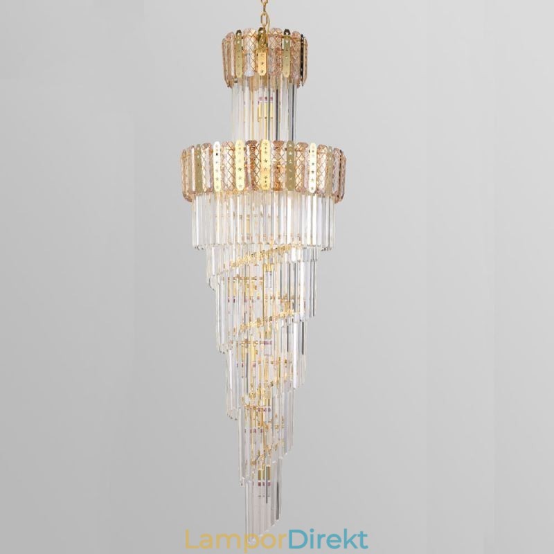 Guld Kristall Pendellampa Lyxig Decrative Taklampa 60*H180Cm