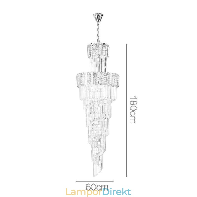 Guld Kristall Pendellampa Lyxig Decrative Taklampa 60*H180Cm