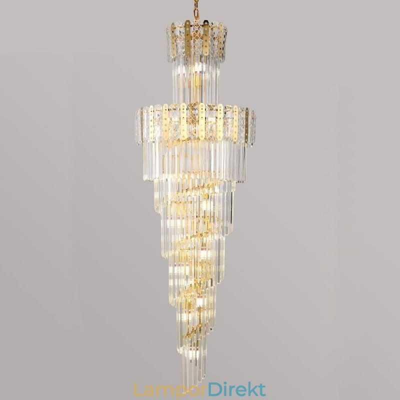 Guld Kristall Pendellampa Lyxig Decrative Taklampa 60*H180Cm