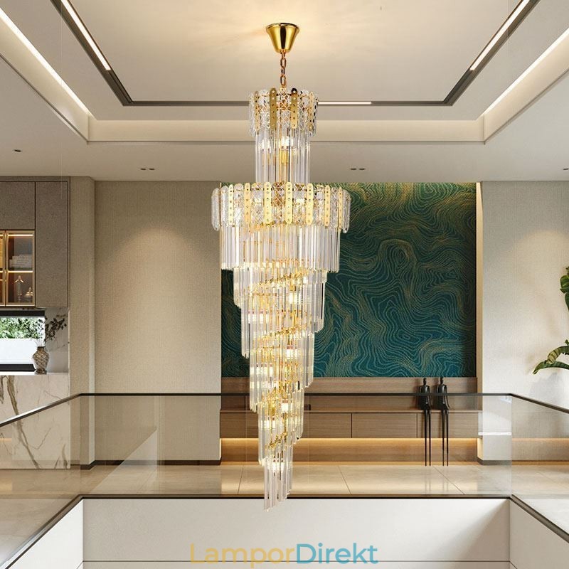 Guld Kristall Pendellampa Lyxig Decrative Taklampa 60*H180Cm