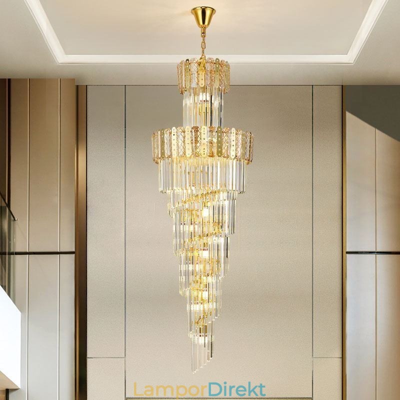 Guld Kristall Pendellampa Lyxig Decrative Taklampa 60*H180Cm