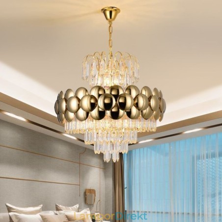 Kristall Pendellampa Elektropläterad Guld Lyxig Decrative Taklampa 60Cm Kristall Pendellampa Elektropläterad Guld Lyxig Decrative Taklampa 60Cm