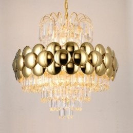 Kristall Pendellampa Elektropläterad Guld Lyxig Decrative Taklampa 60Cm