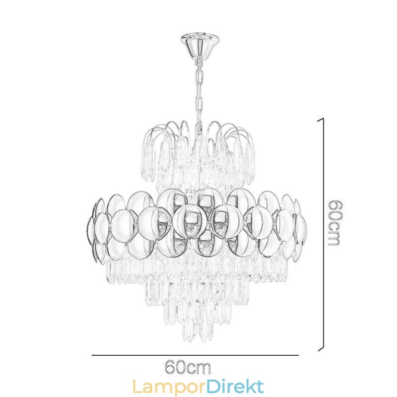 Kristall Pendellampa Elektropläterad Guld Lyxig Decrative Taklampa 60Cm