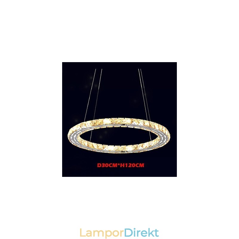 Kristall Pendelljus Belysning Lampor Moderna Armaturer Amber K9 Kristall Rund Enkel Ring 30Cm