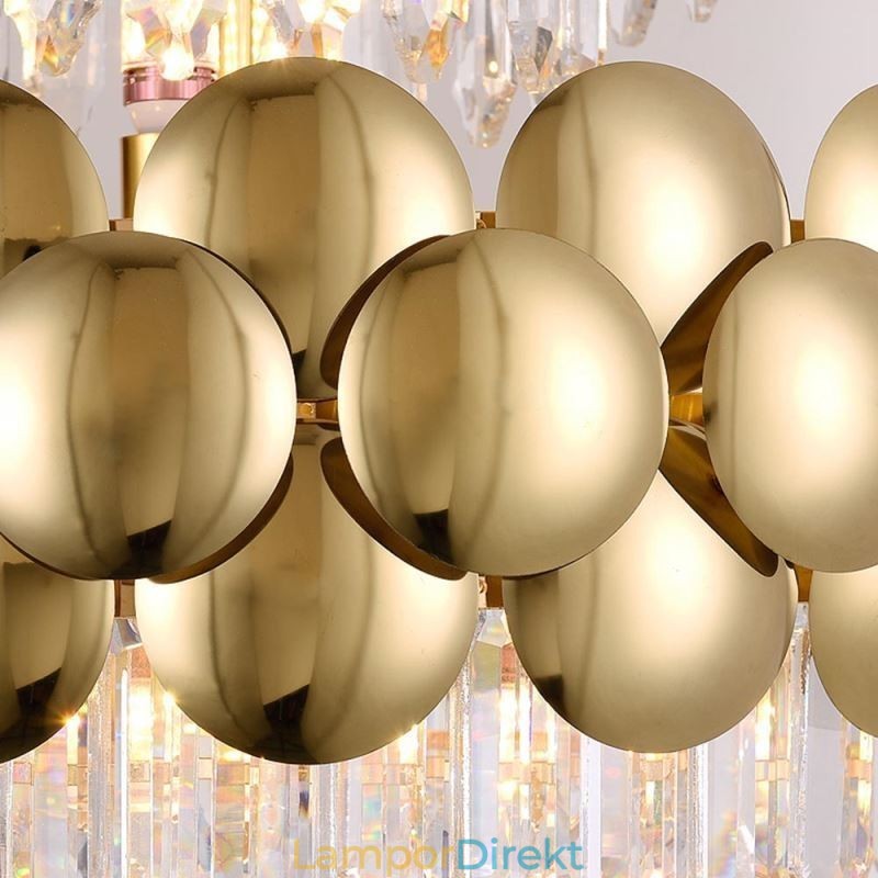 Kristall Pendellampa Elektropläterad Guld Lyxig Decrative Taklampa 60Cm