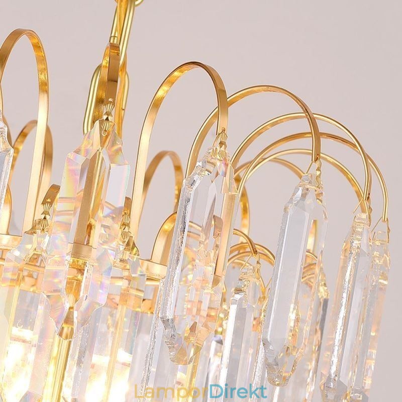 Kristall Pendellampa Elektropläterad Guld Lyxig Decrative Taklampa 60Cm