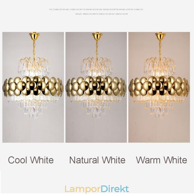 Kristall Pendellampa Elektropläterad Guld Lyxig Decrative Taklampa 60Cm