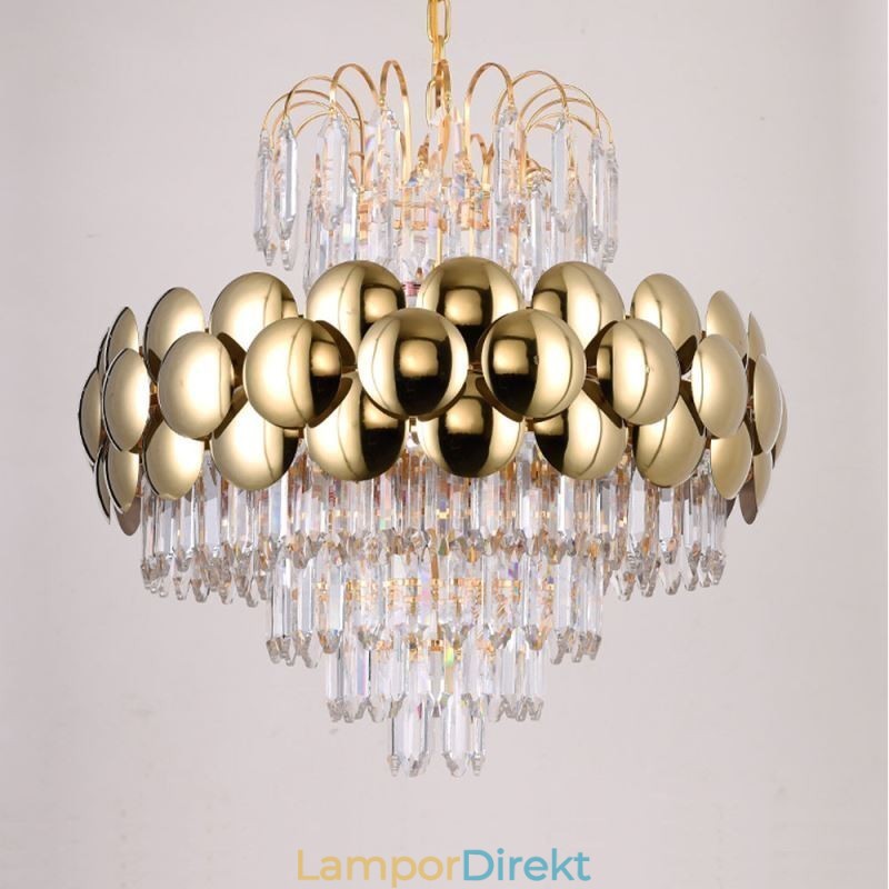 Kristall Pendellampa Elektropläterad Guld Lyxig Decrative Taklampa 60Cm
