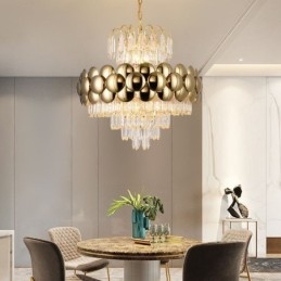 Kristall Pendellampa Elektropläterad Guld Lyxig Decrative Taklampa 60Cm