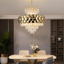 Kristall Pendellampa Elektropläterad Guld Lyxig Decrative Taklampa 60Cm