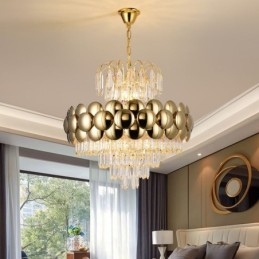 Kristall Pendellampa Elektropläterad Guld Lyxig Decrative Taklampa 60Cm