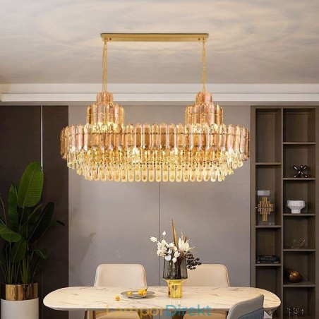 Crystal Pendel Light Rektangulär Lyx Decrative Taklampa 100Cm Crystal Pendel Light Rektangulär Lyx Decrative Taklampa 100Cm