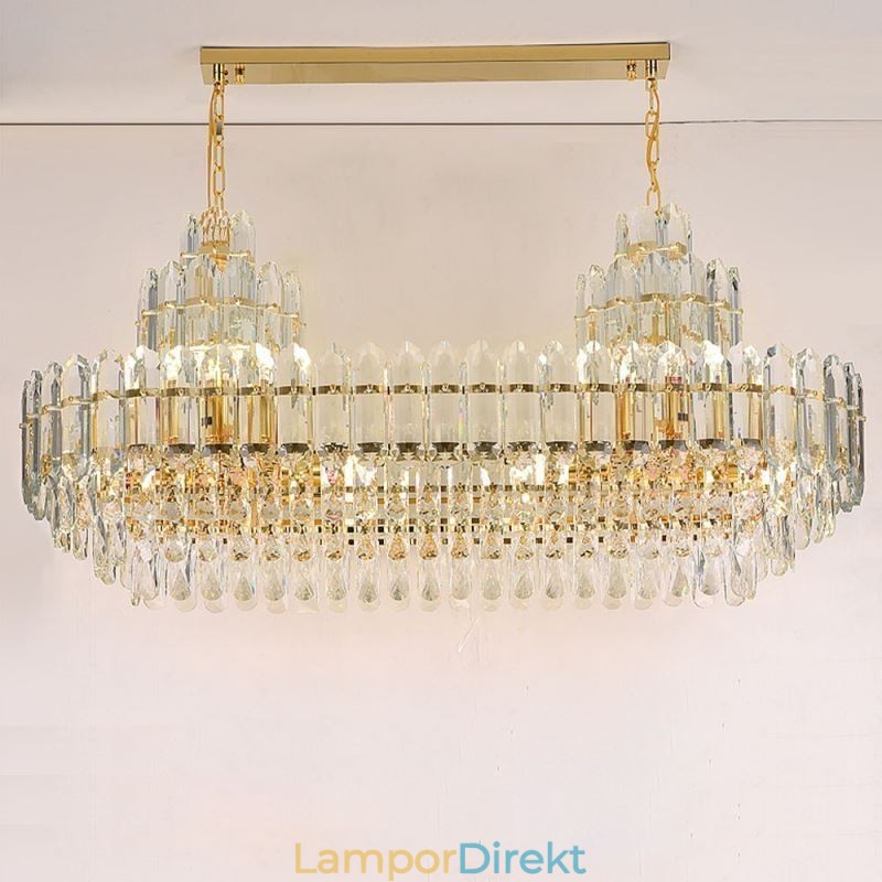 Crystal Pendel Light Rektangulär Lyx Decrative Taklampa 100Cm