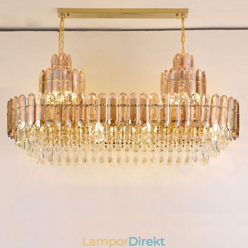Crystal Pendel Light Rektangulär Lyx Decrative Taklampa 100Cm