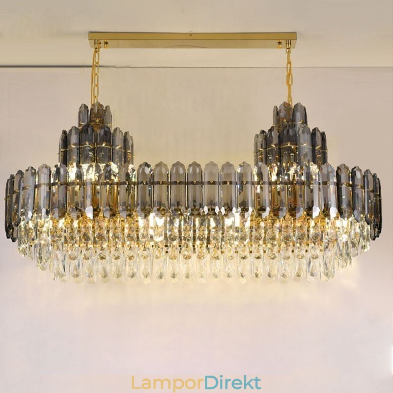 Crystal Pendel Light Rektangulär Lyx Decrative Taklampa 100Cm