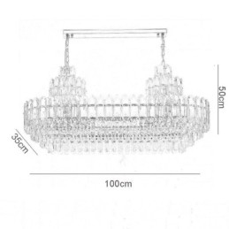 Crystal Pendel Light Rektangulär Lyx Decrative Taklampa 100Cm