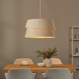 Pendellampa French Cream Style Dubbellagers Tyg Lampskärm Taklampa