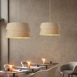 Pendellampa French Cream Style Dubbellagers Tyg Lampskärm Taklampa
