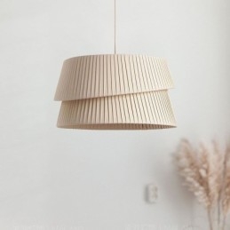 Pendellampa French Cream Style Dubbellagers Tyg Lampskärm Taklampa