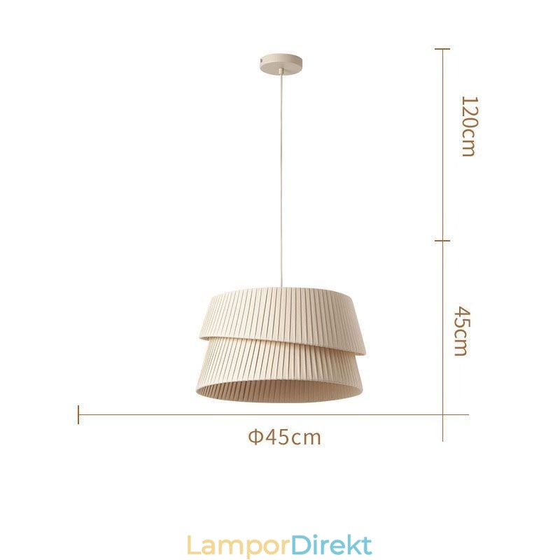 Pendellampa French Cream Style Dubbellagers Tyg Lampskärm Taklampa