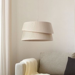 Pendellampa French Cream Style Dubbellagers Tyg Lampskärm Taklampa