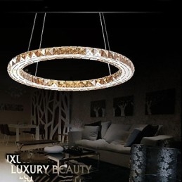 Kristall Pendelljus Belysning Lampor Moderna Armaturer Amber K9 Kristall Rund Enkel Ring 30Cm