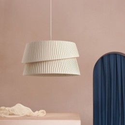 Pendellampa French Cream Style Dubbellagers Tyg Lampskärm Taklampa