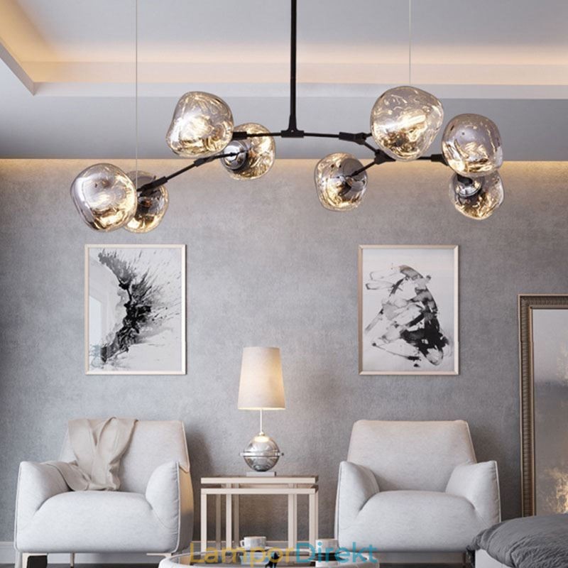 Nordic Ceiling Lamp Modern Elektropläterad Glasmålning Lampskärm Pendellampa