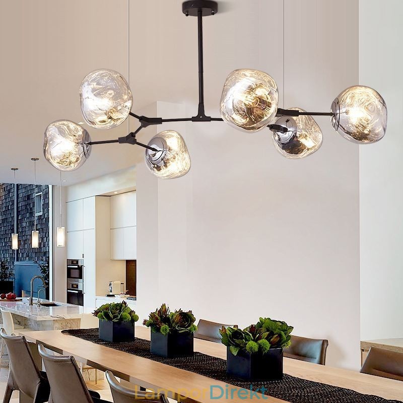Nordic Ceiling Lamp Modern Elektropläterad Glasmålning Lampskärm Pendellampa