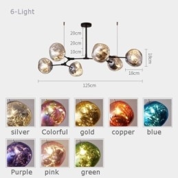 Nordic Ceiling Lamp Modern Elektropläterad Glasmålning Lampskärm Pendellampa