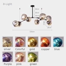 Nordic Ceiling Lamp Modern Elektropläterad Glasmålning Lampskärm Pendellampa