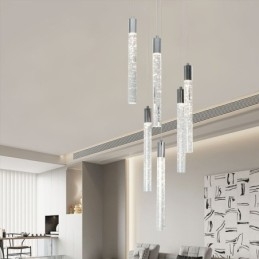 Taklampa Krom Crystal Column Cluster Taklampa